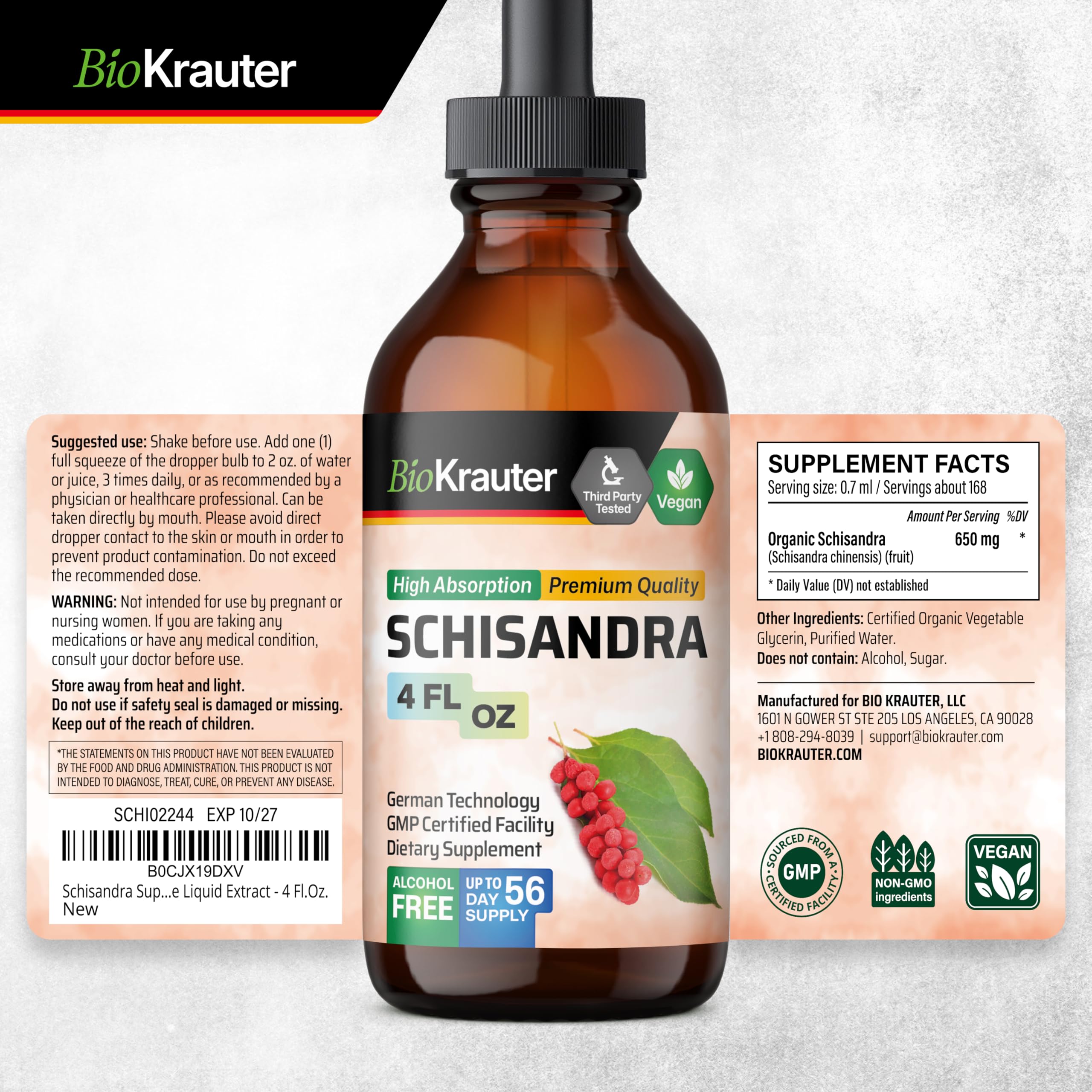 Daily-use setup featuring BIO KRAUTER Schisandra drops.