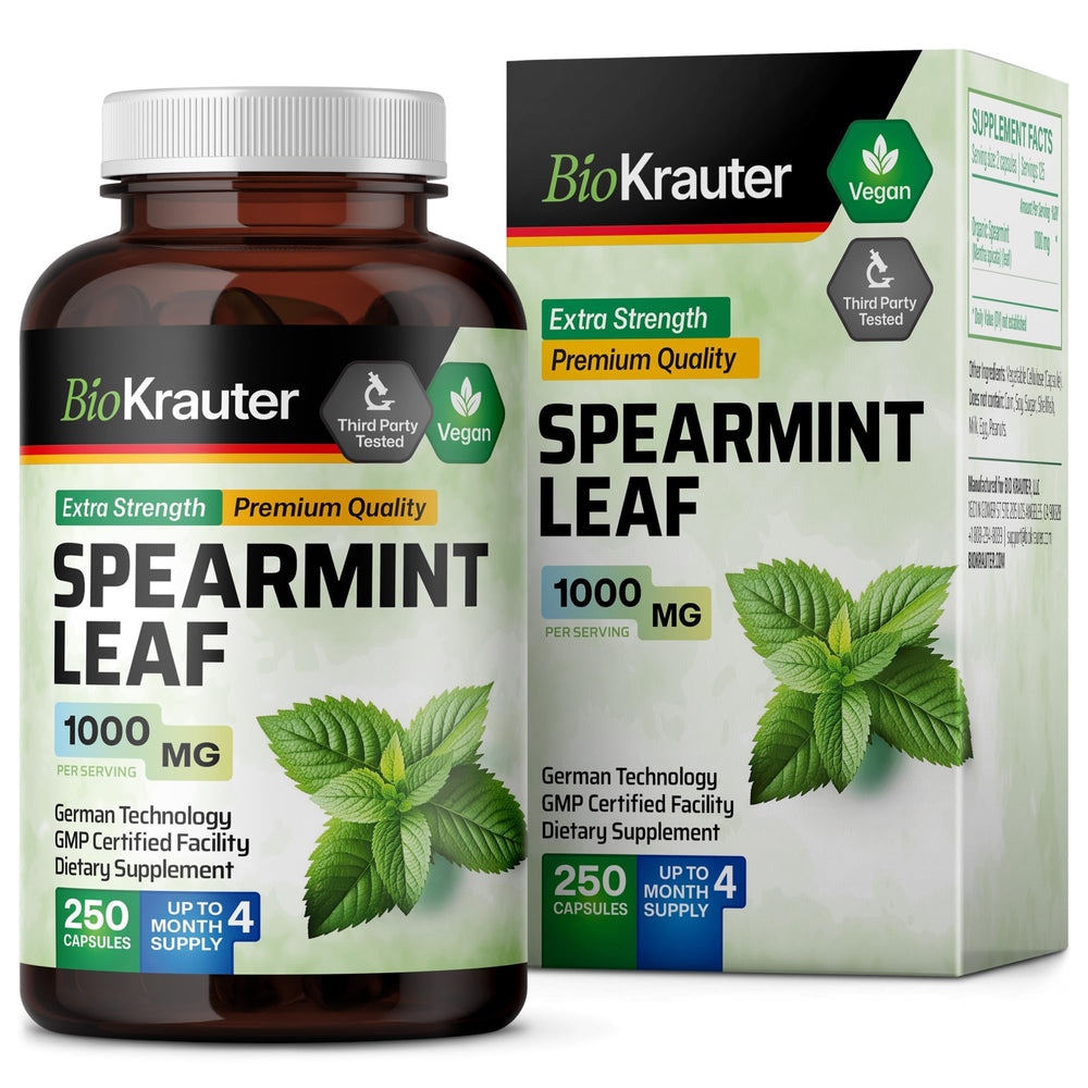 BIO KRAUTER Spearmint Capsules 125-day supply promotes consistent daily intake.
