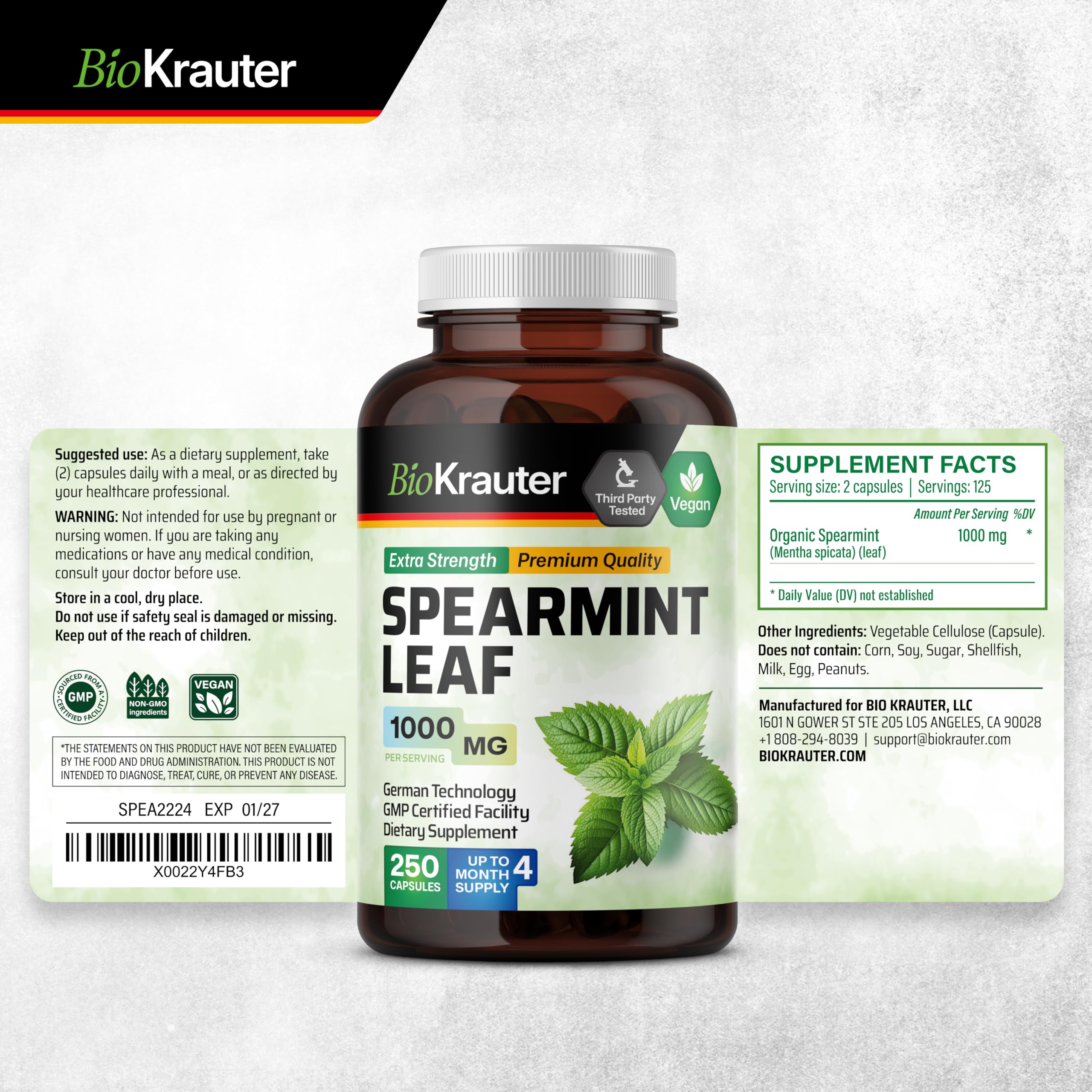 BIO KRAUTER Spearmint Capsules may support respiratory freshness during busy seasons.