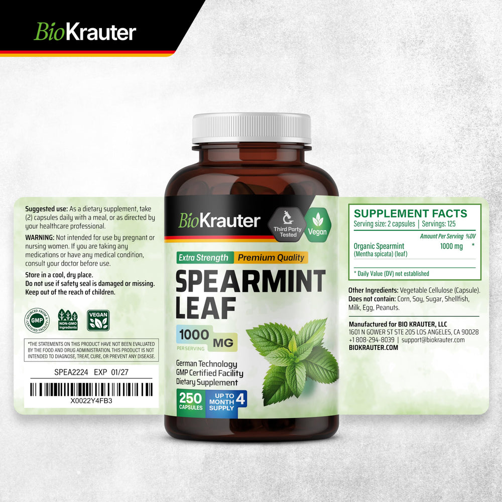 BIO KRAUTER Spearmint Capsules may support respiratory freshness during busy seasons.