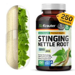 BIO KRAUTER stinging nettle capsules bottle showing urinary health support