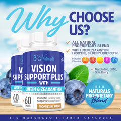 Bio Naturals eye vitamin pills close-up highlighting capsule texture for daily use.