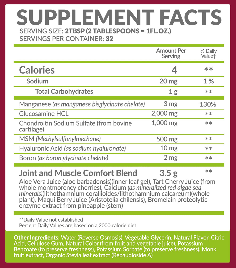 Bio Naturals Liquid Glucosamine-Chondroitin-MSM dispensing image highlighting mobility support.
