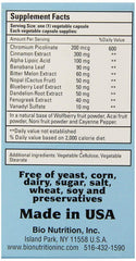 Bio Nutrition Blood Sugar Wellness capsules, vegetarian formula for convenient long-term use