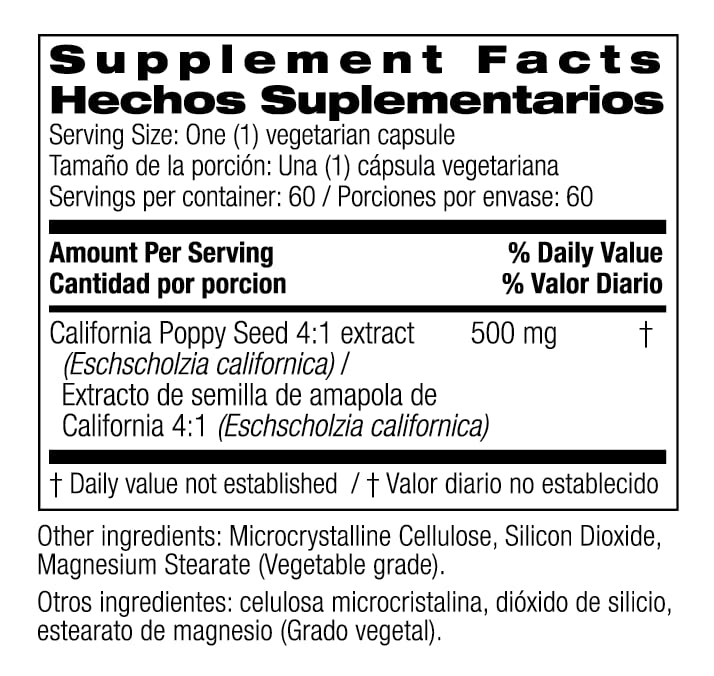 Bio Nutrition California Poppy Vegi-Caps on a wooden desk suggesting routine calm.