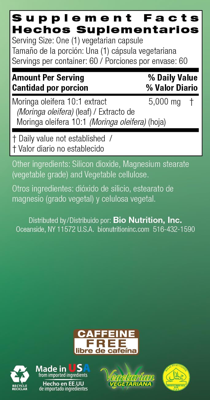 Bio Nutrition Moringa 5000mg capsules shown as part of a daily ritual.