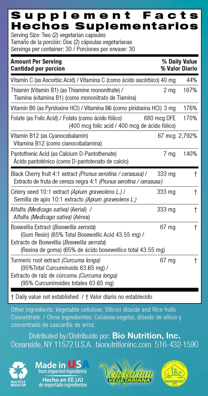 Bio Nutrition Urilow label ingredients; plant-based formula for balance.