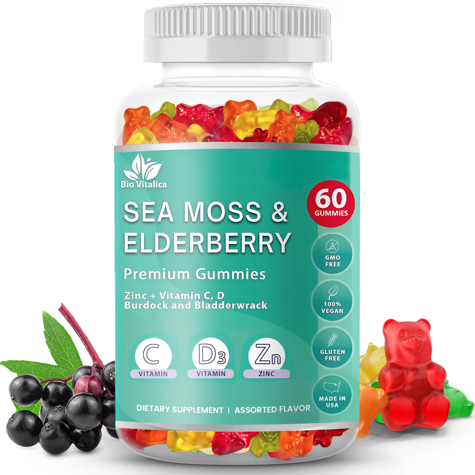 BIO VITALICA Sea Moss Gummies bottle front for daily immune-friendly wellness