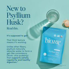 Bio.me Psyllium husk fiber organic label indicating USDA organic quality.