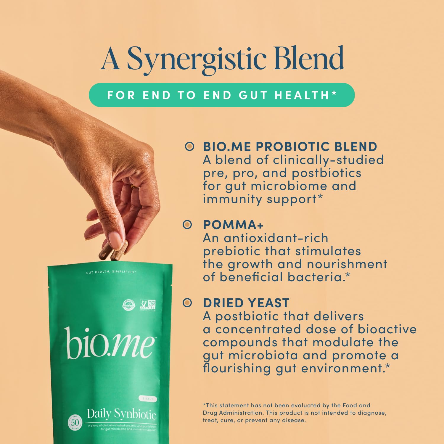 Bio.me Synbiotic packaging on shelf indicating immune support potential.