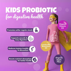Close-up of Bio360 Kids chewables showing mixed berry flavor for daily use