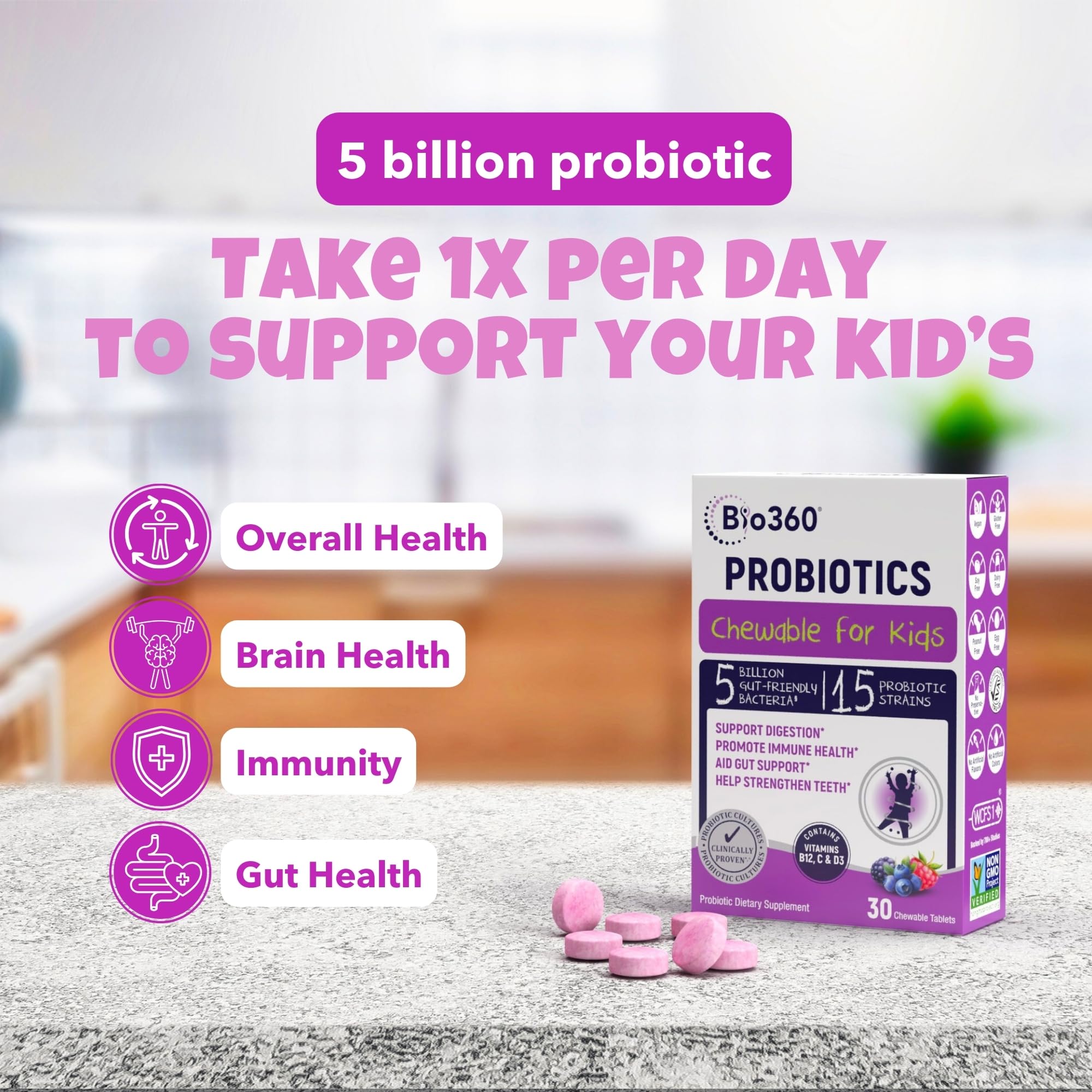 Illustration of Bio360 Kids organic prebiotics fiber supporting digestion