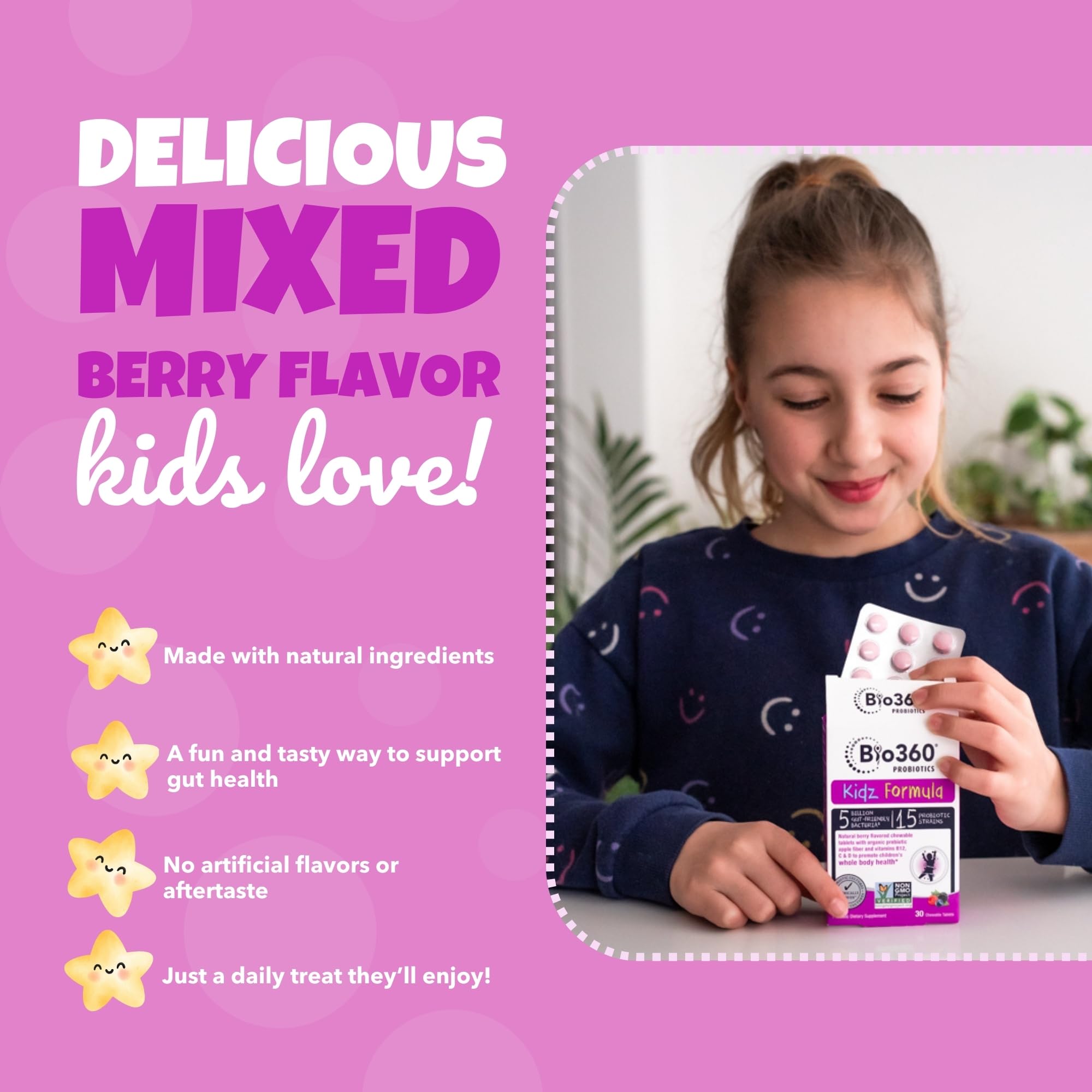Bio360 Probiotics Kids packaging on shelf in blister packs
