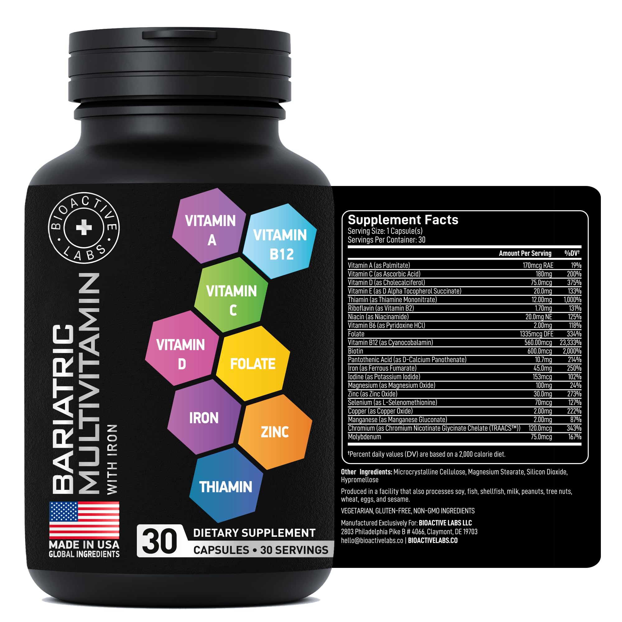 Bioactive Labs Bariatric Multivitamin packaging with label details.