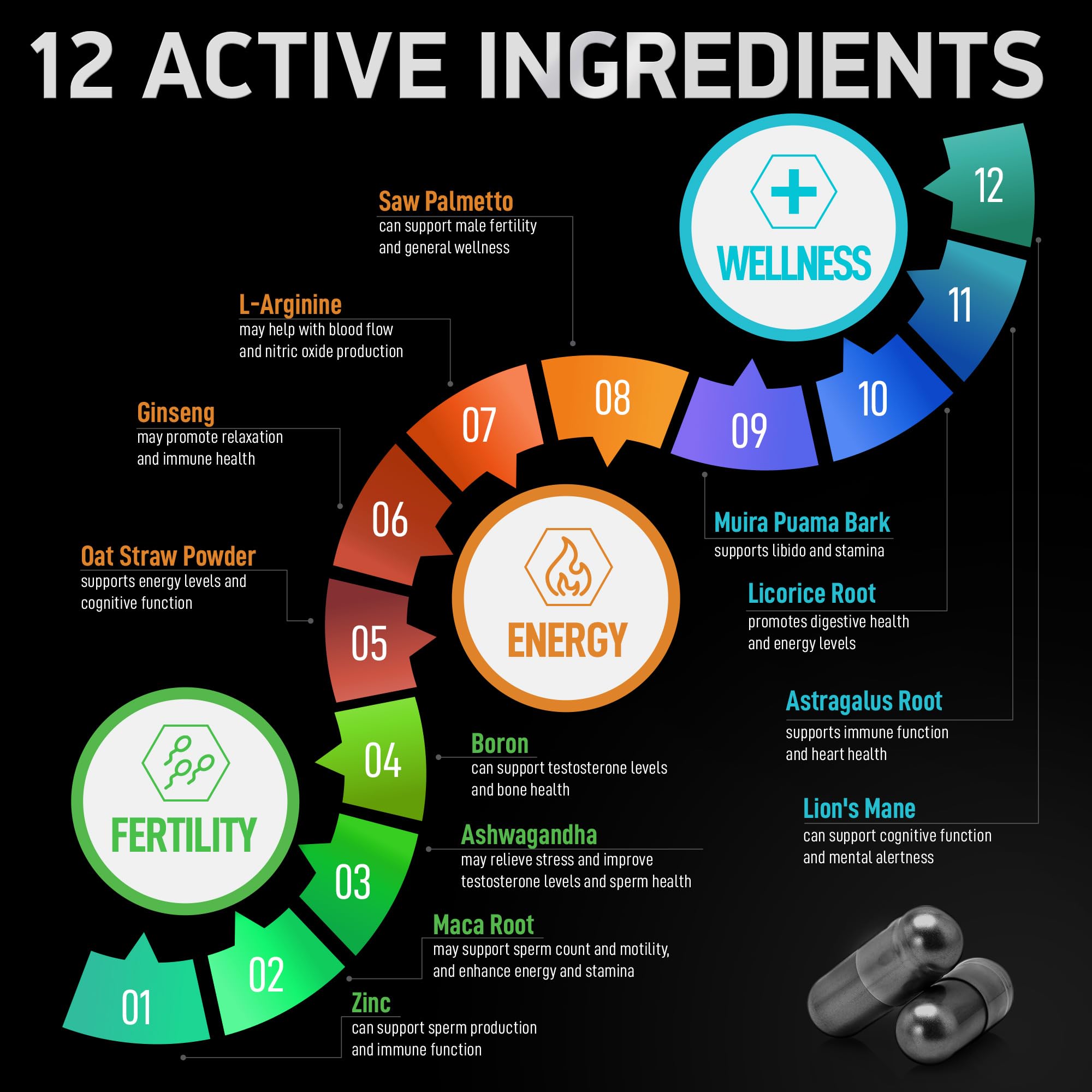 BIOACTIVE LABS L-Arginine capsules highlighting circulation and endurance benefits