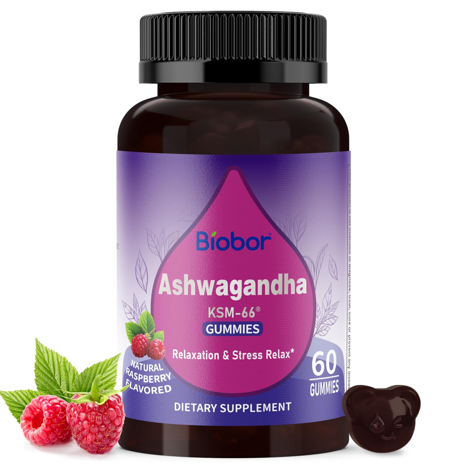Biobor Ashwagandha Gummies bottle for daily wellness boost.