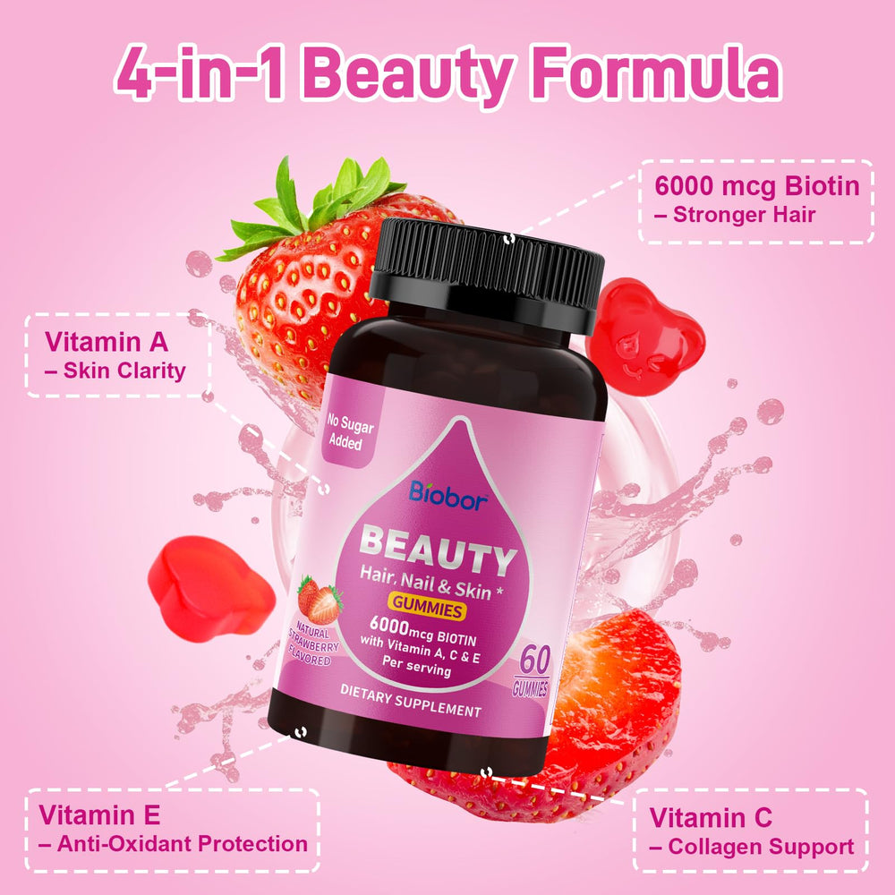Biobor biotin gummies ingredients label GMO-free gluten-free.