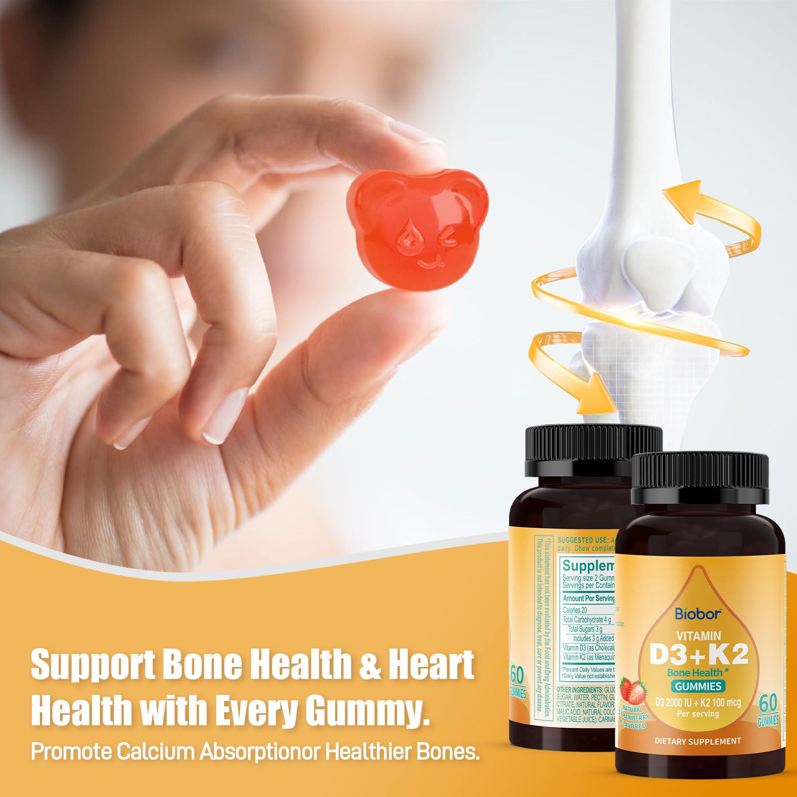 Biobor D3 K2 Gummies nutrition label close-up helps informed choices.