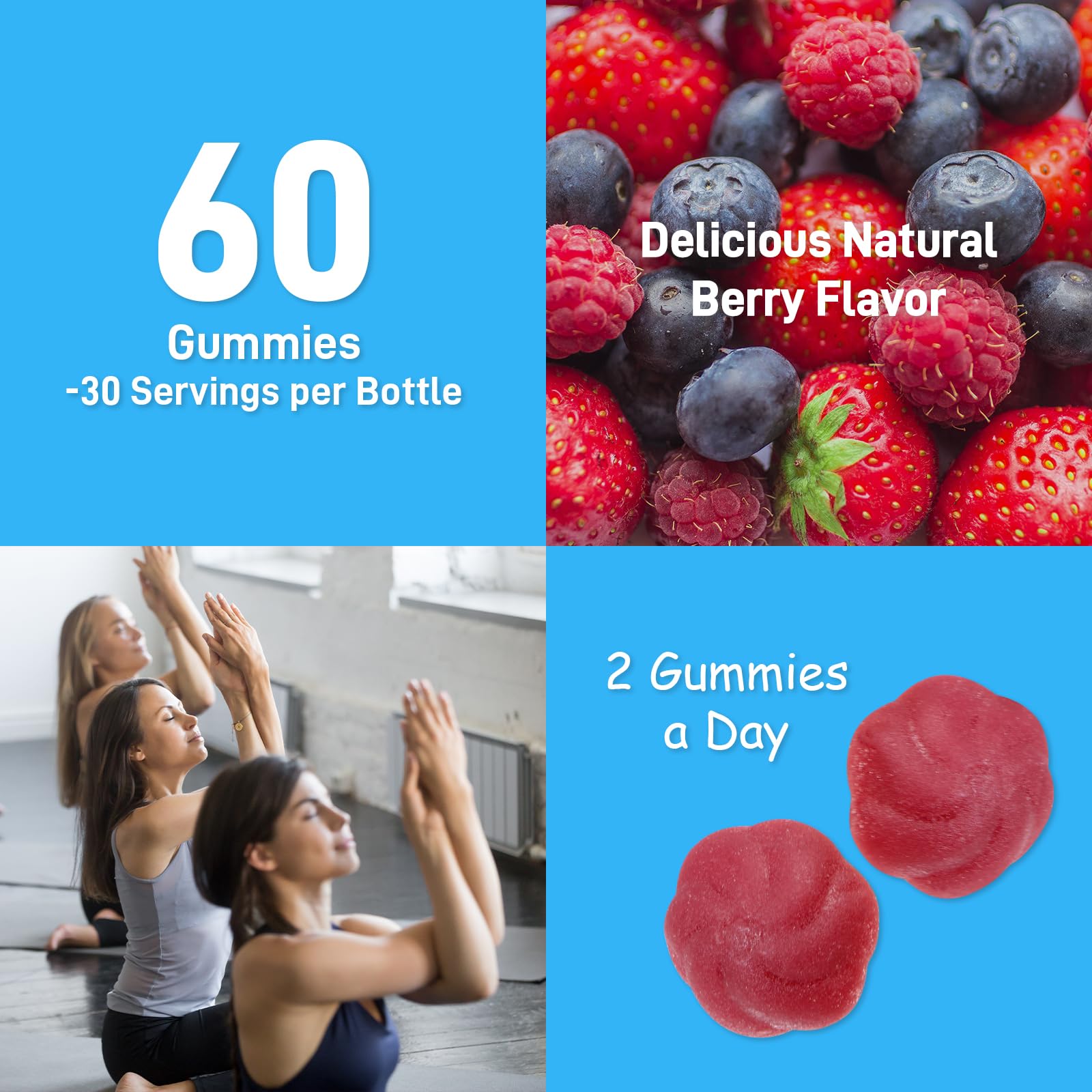 Gummies pouring from Biobor bottle for on-the-go use.