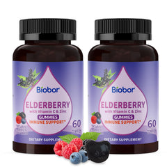 Biobor Elderberry Gummies bottle pour for daily immune-friendly snack