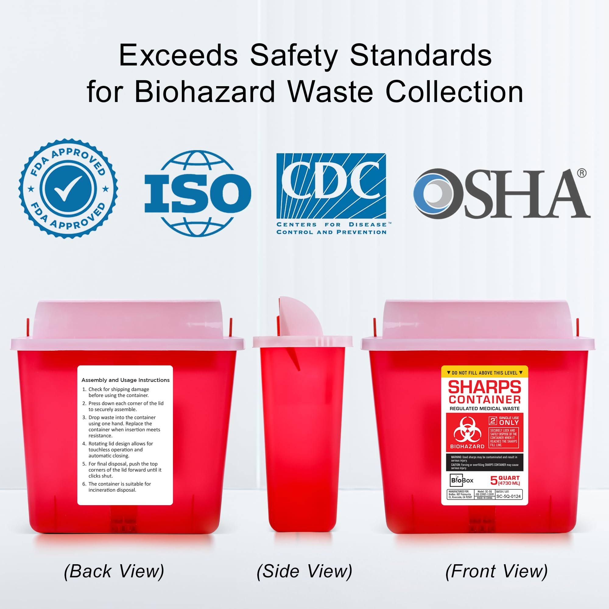 BioBox Sharps Container Large with secure locking system for final disposal.