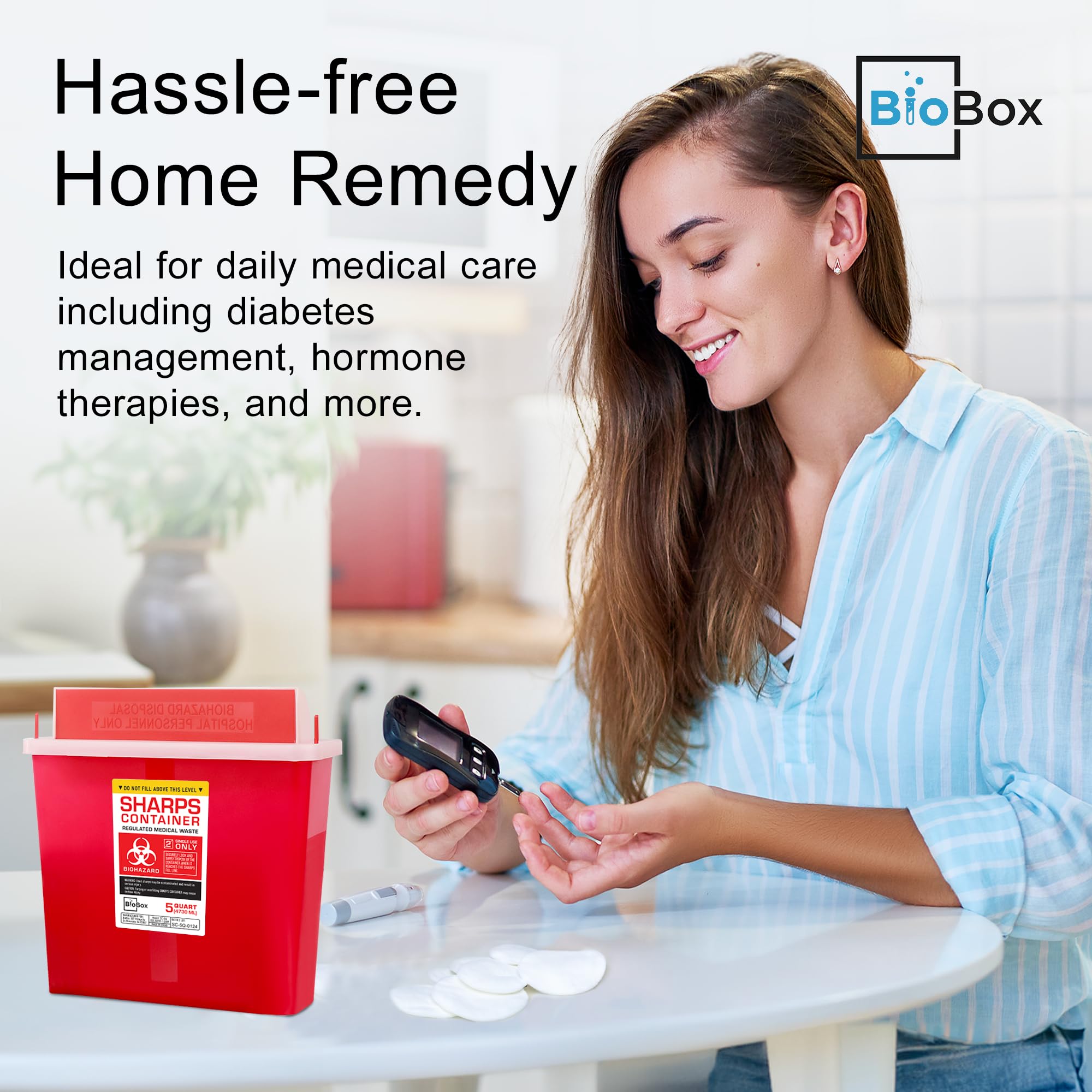 BioBox Sharps Container Large portable design, lightweight and easy to carry.