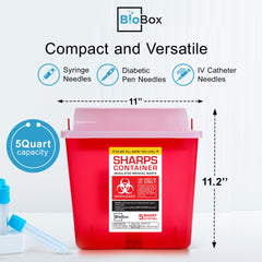 BioBox Sharps Container Large translucent lid for easy fill monitoring.