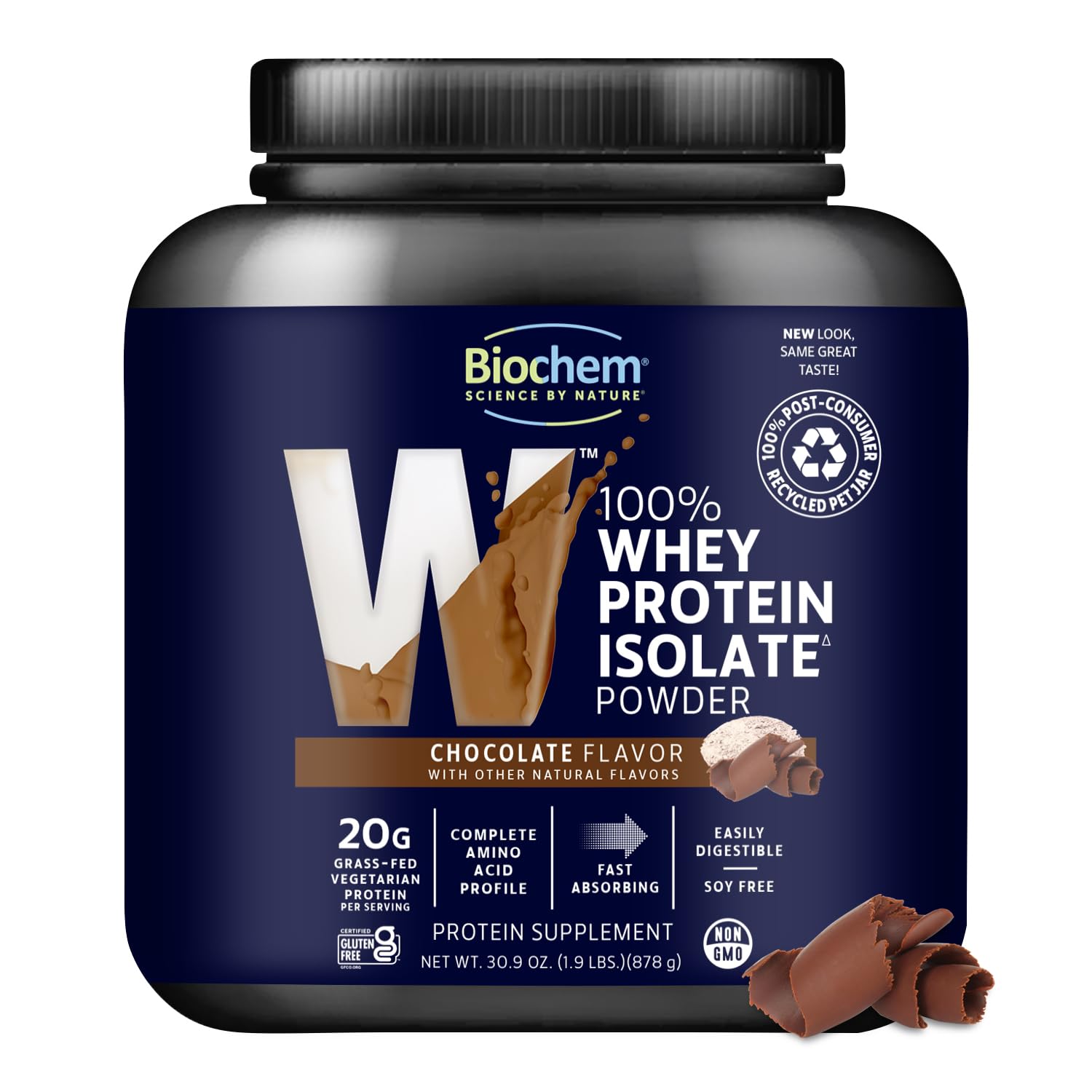 Biochem Whey Isolate chocolate bottle pour for quick post-workout refuel