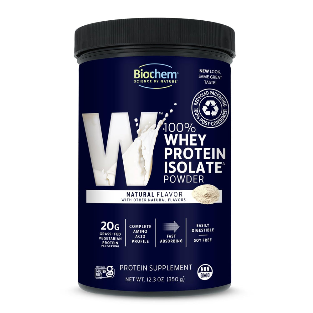 Biochem Whey Isolate natural flavor pantry pack reflects sustainable packaging