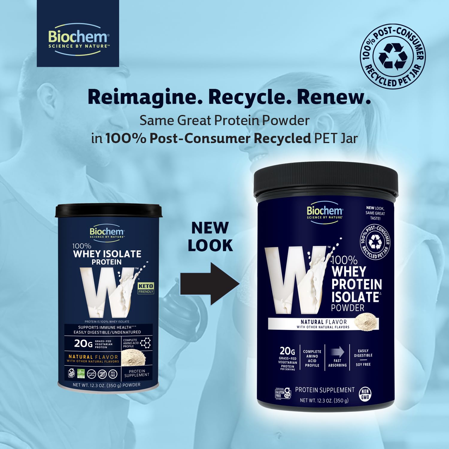 Biochem Whey Isolate natural flavor pour shows quick shake before training