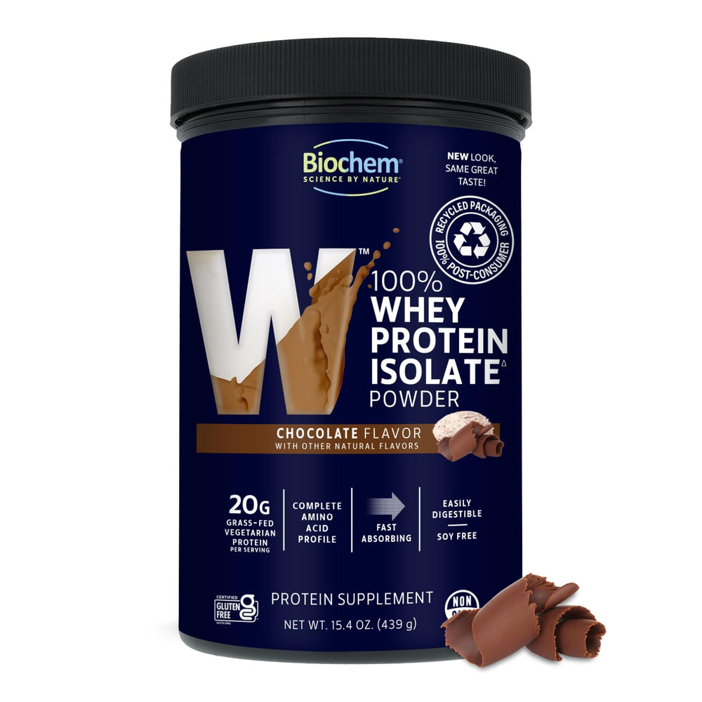 Biochem Whey Protein bottle closed for easy daily protein intake supporting recovery.