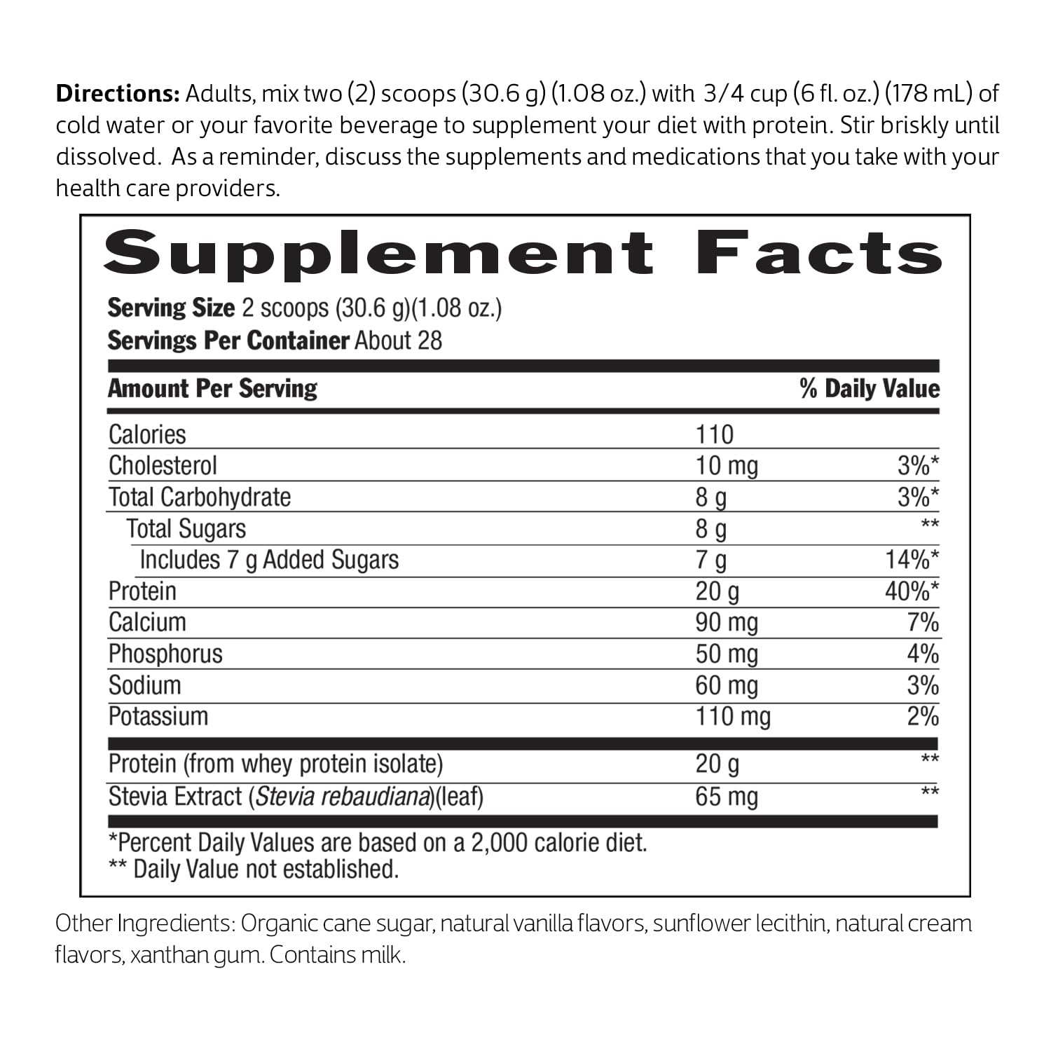 Biochem Whey Isolate Vanilla measuring cup emphasizing non-GMO vegetarian protein option