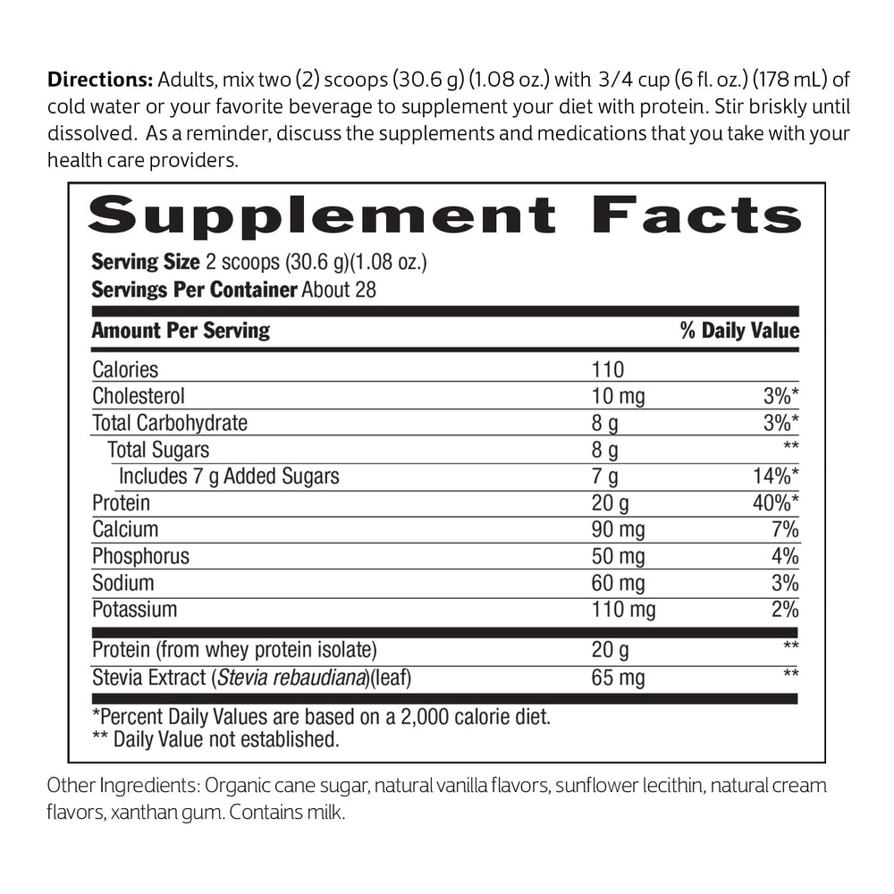 Biochem Whey Isolate Vanilla measuring cup emphasizing non-GMO vegetarian protein option