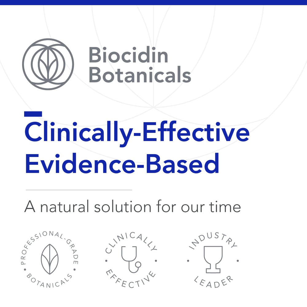 Biocidin G.I. Detox+ bottle with green leaves evokes clean lifestyle and gut wellness.