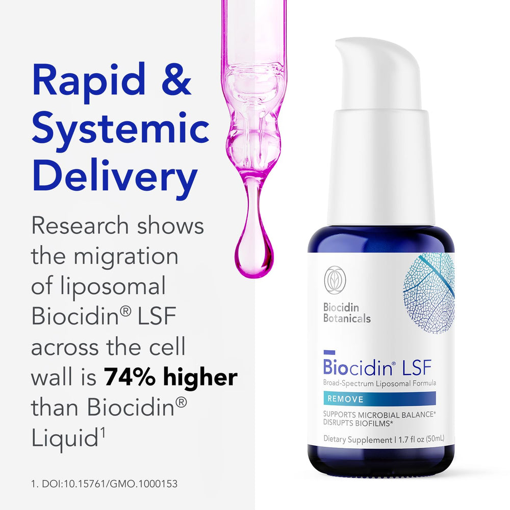 Biocidin LSF biofilm defense visual emphasizing deep-cleanse potential.