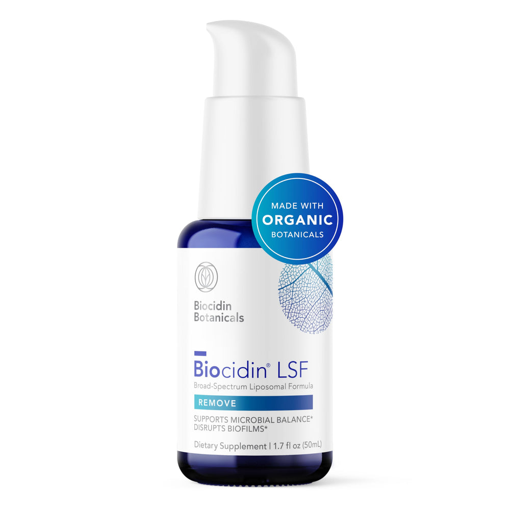 Biocidin LSF bottle front view for convenient gut support.