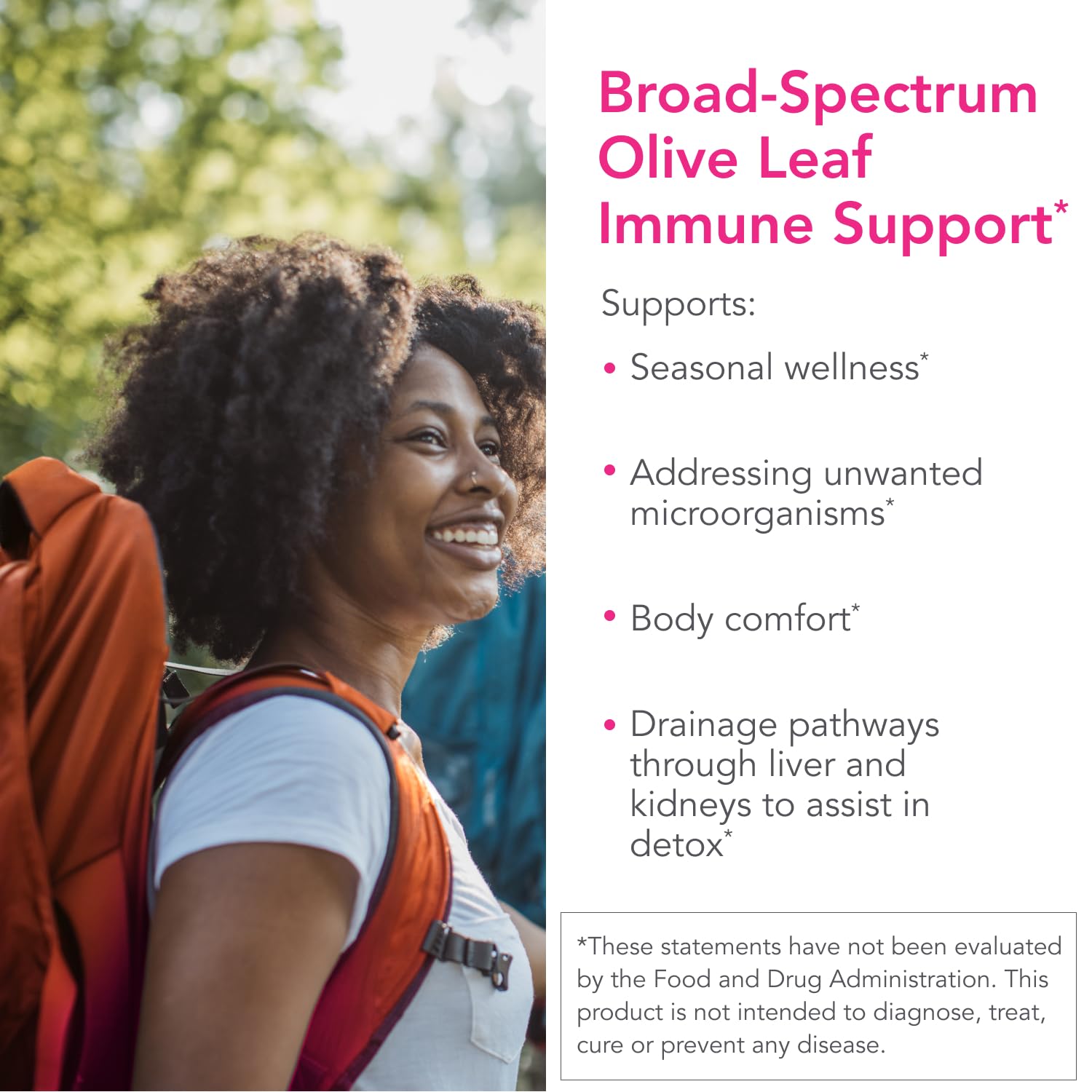 Biocidin Olivirex bottle back shows dosage and usage for daily microbial support
