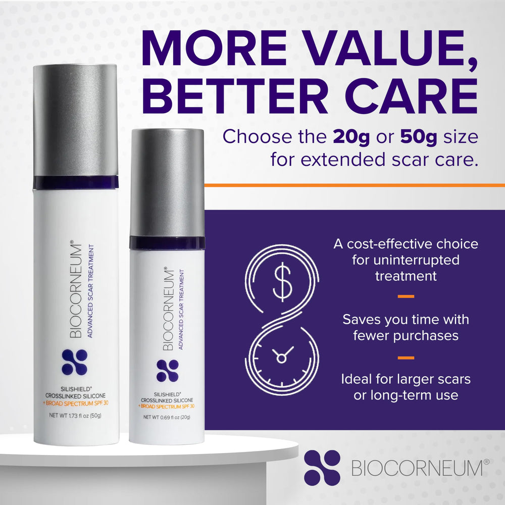 BIOCORNEUM Silishield scar area close up showing protected skin potential