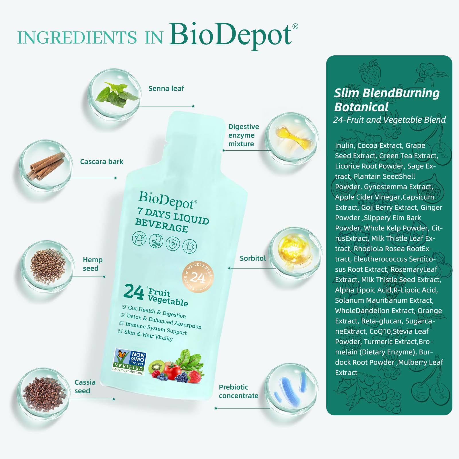Biodepot fruit and vegetable blend visual highlighting natural nutrient mix.