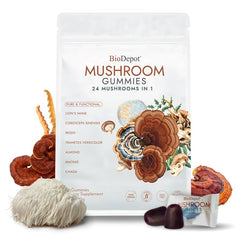 Biodepot Mushroom Daily Supplement bottle with 80 gummies for easy daily use.