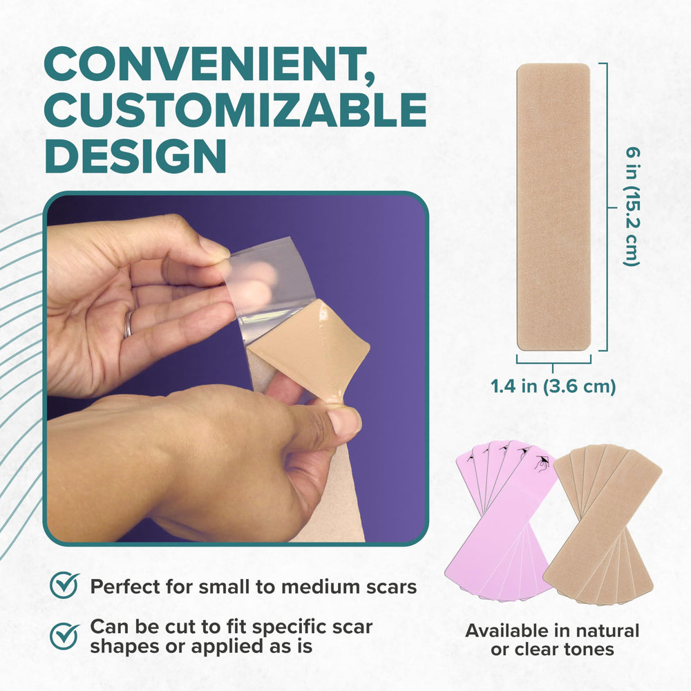 Biodermis Epiderm 1.4x6 inch sheet cut to fit various scars.