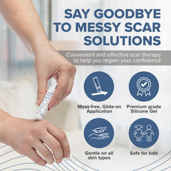 BIODERMIS PROSIL Scar Stick in action, glide-on precision on scar-prone areas