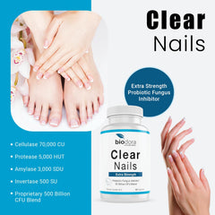 Biodora Clear Nails bottle back label with ingredients and usage directions