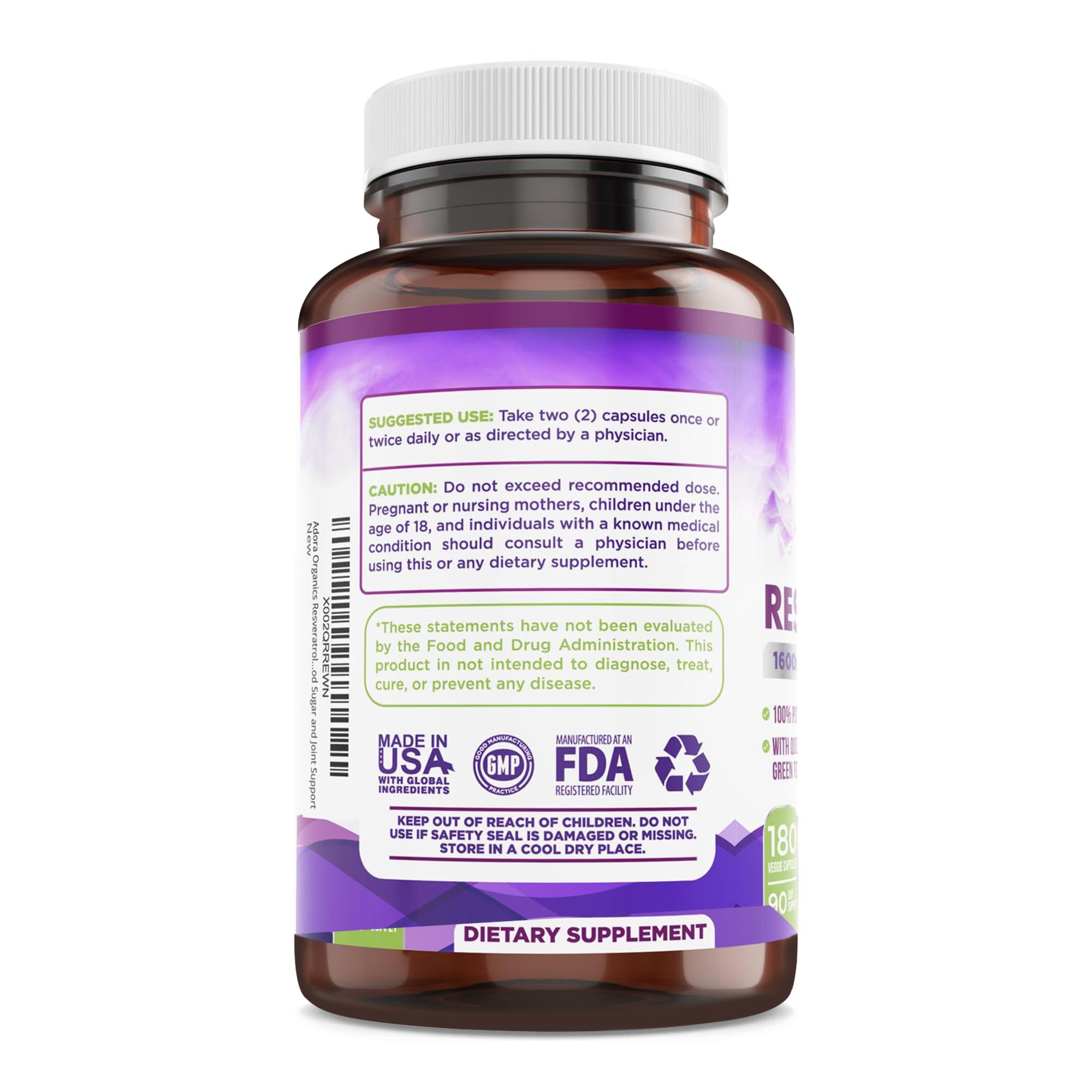 Biodora Resveratrol with Acai extract for antioxidant-rich blend.