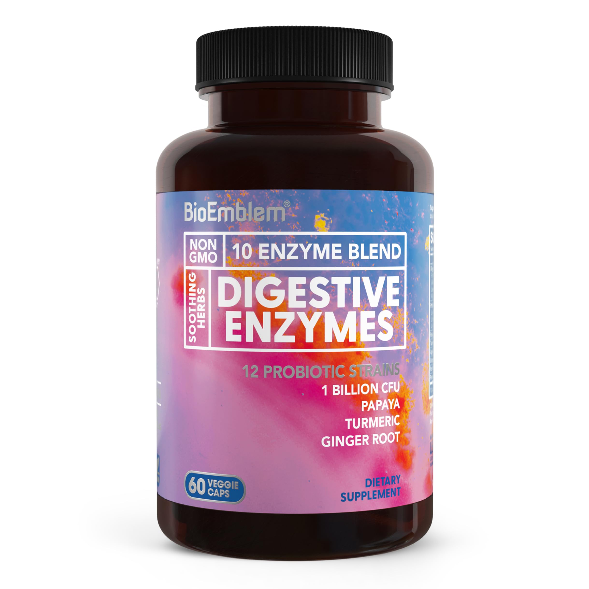 BioEmblem Digestive Enzymes pills closeup highlighting digestion support