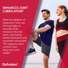 BioEmblem Joint Support label emphasizes non-GMO formula for purer joint health.
