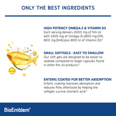 BioEmblem Omega-3 with Vitamin D3 added for daily wellness.