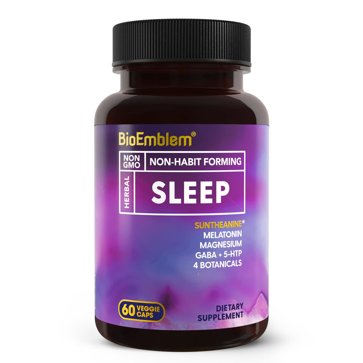 BioEmblem Sleep Aid bottle with melatonin for smoother bedtime routine