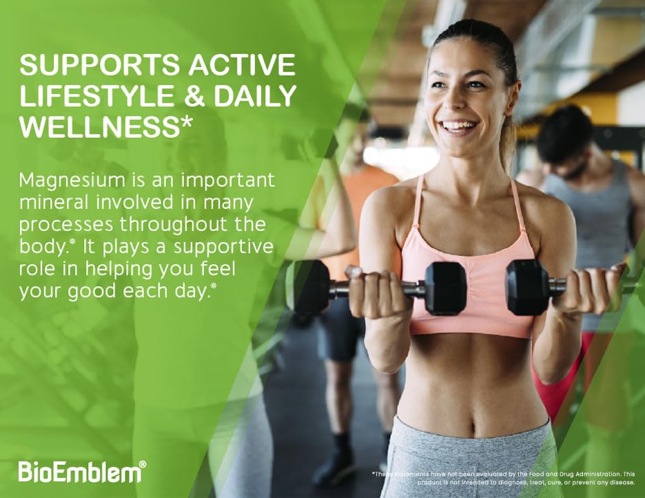 BioEmblem Triple Magnesium Complex bottle on table for easy daily supplementation.