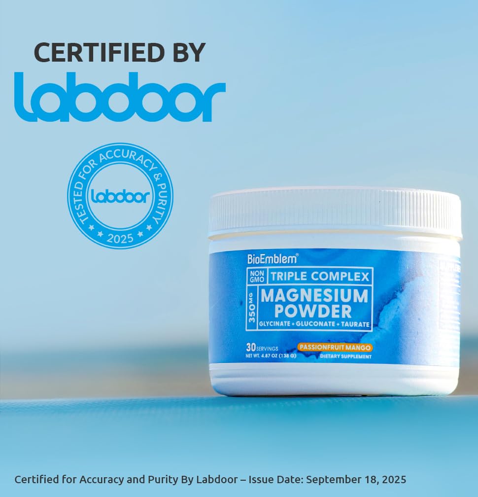 BioEmblem Triple Magnesium powder dissolves instantly in water for easy use.